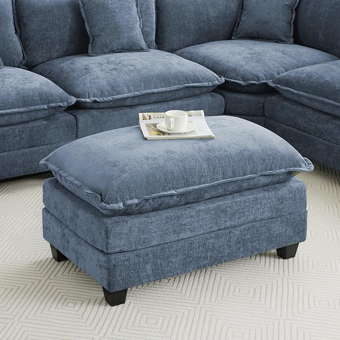 35‘’ Modern Chenille Cloud Sofa Ottoman, Rectangle Ottoman by WUTUTUEE