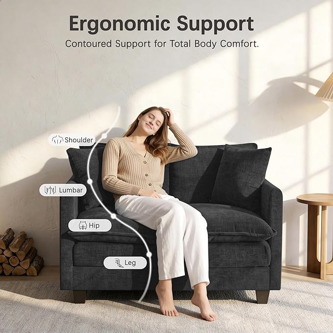 52'' Loveseat Sofa with Ottoman, Modern Cloud Sofa Couch with 27" Deep Seat - Image 5