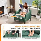 VINGLI Linen Fabric Accent Chairs Set of 2, Comfy Sofa Chair Living Room - Image 6