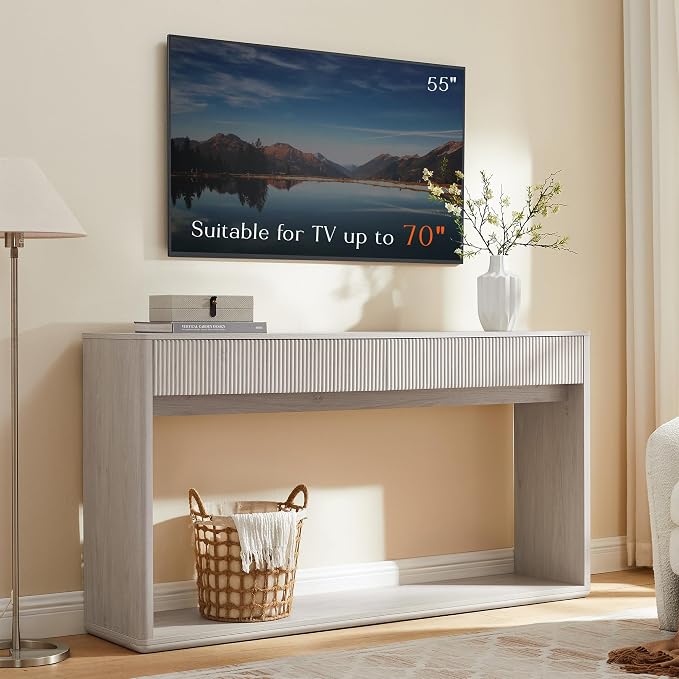 OKD 63" Fluted Console Table for Entryway, Modern Entryway Table - Image 7