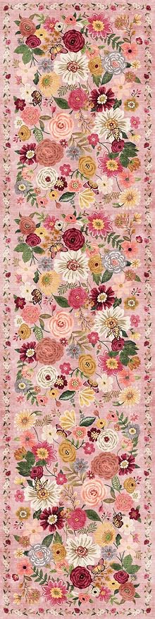 Floral Hallway Runner Rug for Bedroom Kitchen 2'6"x14' | Rubber Backing; Non - Image 3