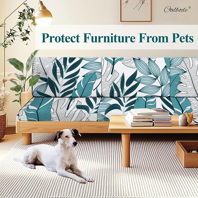 CALBODE 8Pcs Stretch Patio Cushion Cover Outdoor Cushion Cover Replacement - Image 5