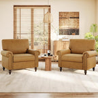 Nailhead Trim Accent Chairs Set of 2, Faux Leahter Mid Century Modern Living by ErdoruLiving