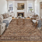 6x9 Brick Red Vintage Floral Washable Area Rug by HUGEAR