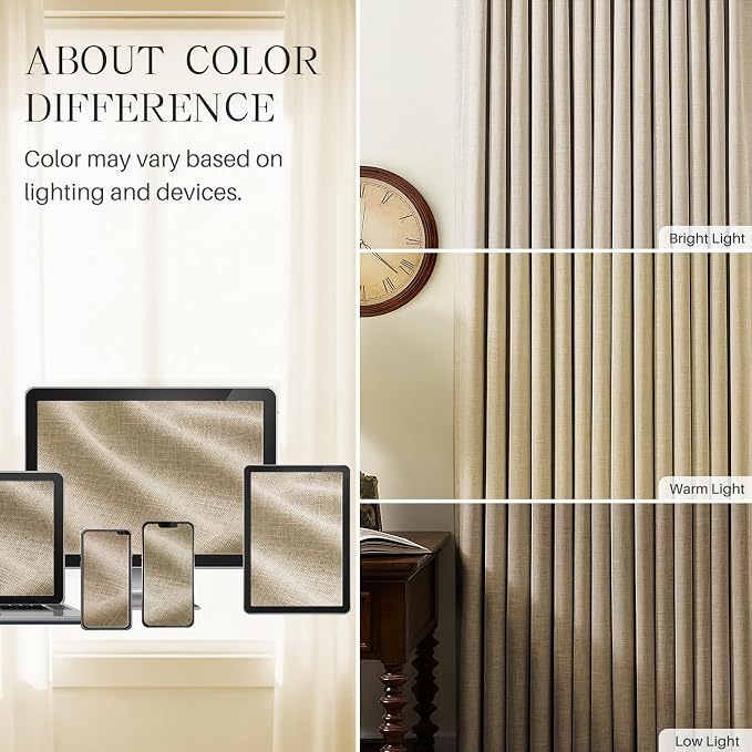 Pinch Pleated Linen Curtains 100% Blackout 84 Inches Long - Image 8