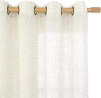 Cream Linen Semi Sheer Curtains 63 Inch Length 2 Panels, 34 x 63 Inch | Light - Image 2