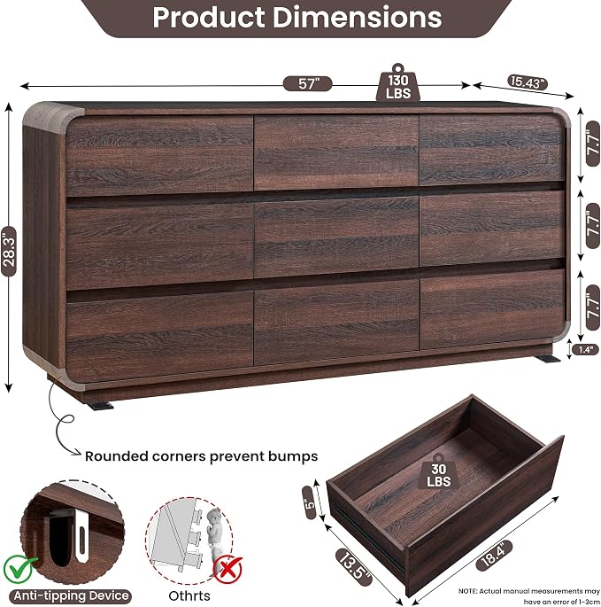 Standifurno 9 Drawer Double Dresser - Image 2