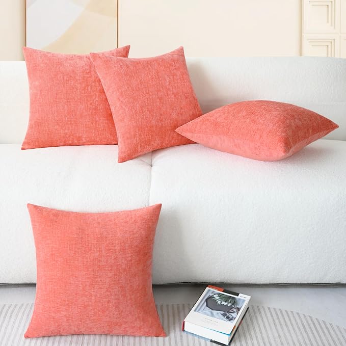 CaliTime Decorative Couch Throw Pillow Covers 18 X 18 Inches Living Coral | - Image 6