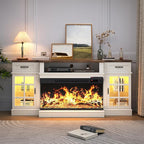 MXV 70" Fireplace TV Stand, 3-Sided Glass Fireplace and Modern Entertainment - Image 8