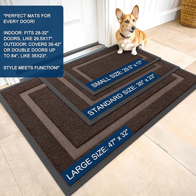 OLANLY Front Door Mat Outside 59x23, All-Season Heavy-Duty Rubber Doormat | - Image 2