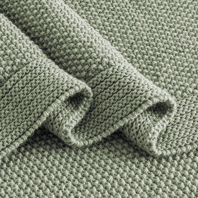 CozeCube Sage Green Seed Stitch Throw Blanket 50"x60", Farmhouse Decor | Blanket - Image 8