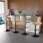Nalupatio Modern Bar Stools Set of 3, Adjustable Faux Leather Upholstered - Image 6