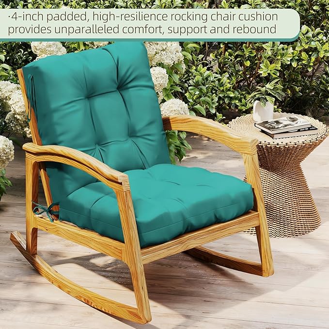 Outdoor Chair Cushions Set of 2, High Back Soft Seat Pad - Image 3