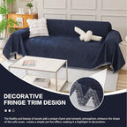 DREAMINGO Navy Blue Couch Cover Thick Chenille Couch Cover Blanket - Image 5