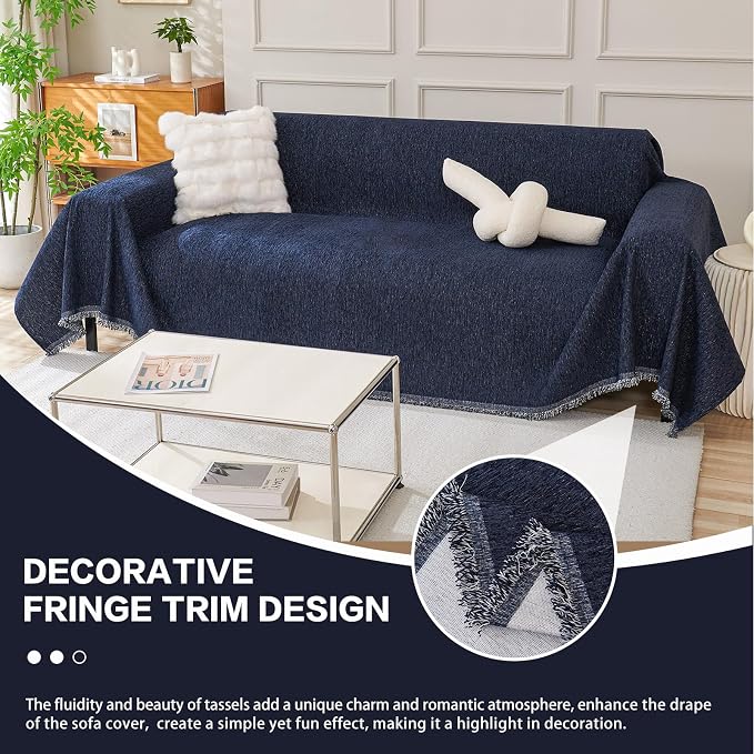 DREAMINGO Chenille Couch Cover Modern Solid Versatile Sofa Covers - Image 5