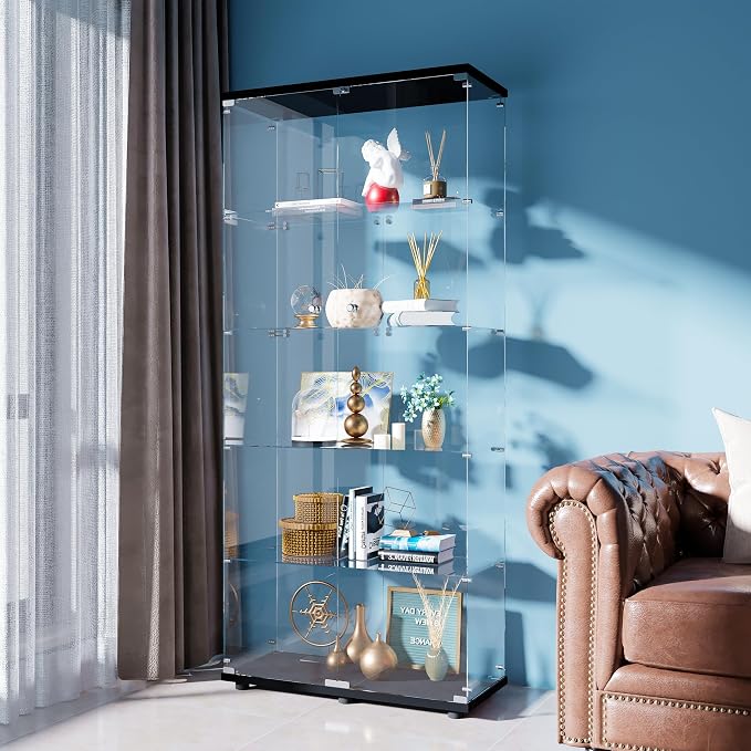 FANYUSHOW 5-Shelf Tempered Glass Display Cabinet by FANYUSHOW
