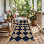 Lahome Checkered Easy Jute Outdoor Runner Rug, 2x6 Kitchen Rugs Washable | by Lahome