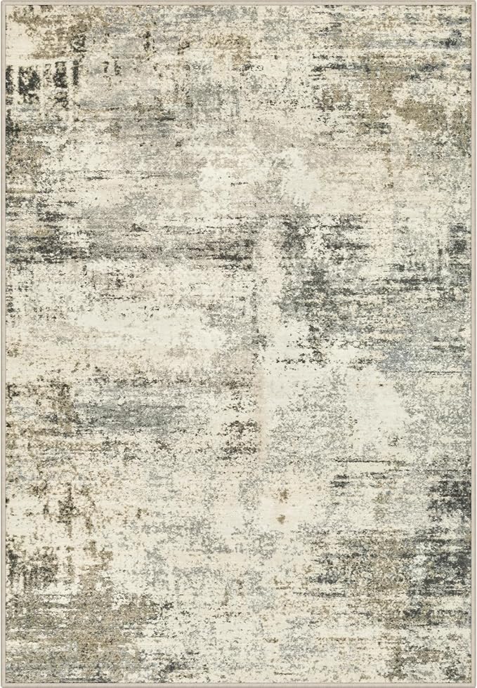 2x3 Washable Entryway Rug: Modern Abstract Soft Carpet Ash Brown | by FXRHLP
