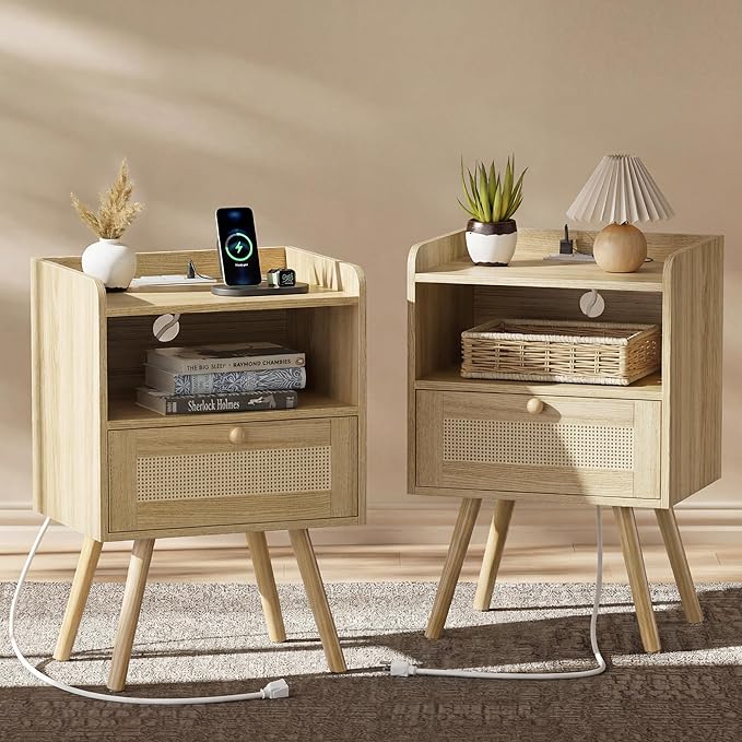 SUPERJARE Nightstands Set of 2, Night Stands by SUPERJARE