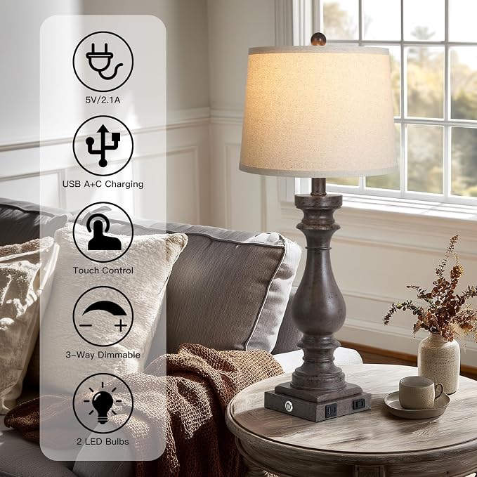 Cinkeda 29" Tall Farmhouse Table Lamp - Image 3