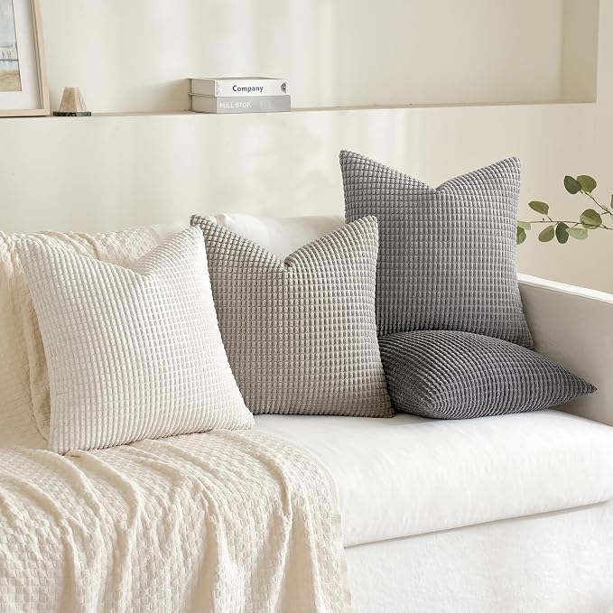 MIULEE Timeless Neutral Pillow Covers 18x18 Inch Set of 4 Mid Century Modern - Image 2