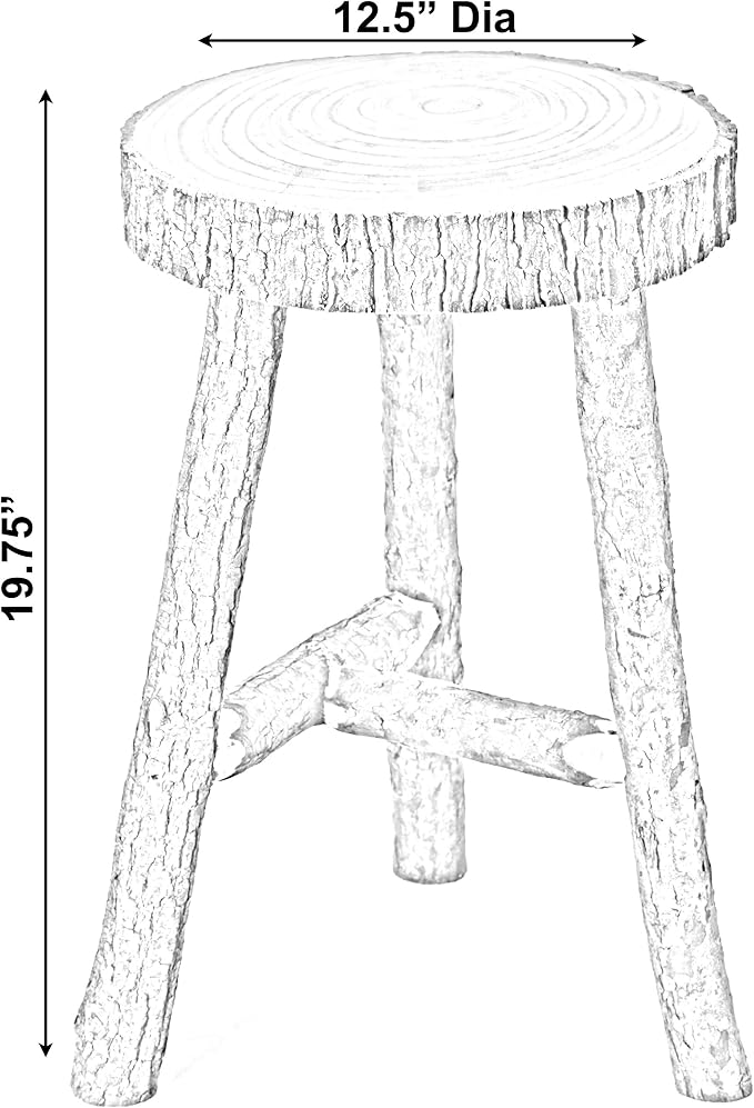 Decorative Antique Log Cabin Natural Wooden Accent Stool Side Table - Image 3
