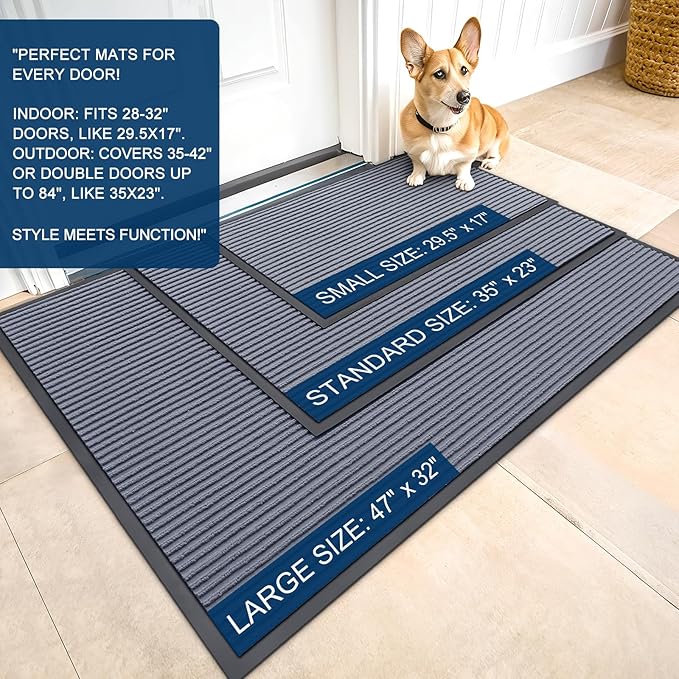 OLANLY 2-Pack Front Door Mats 71x47, Waterproof Heavy-Duty Doormats | Ash Grey - Image 2