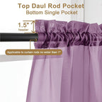 Chyhomenyc Sheer Curtains 63 Inch Length 2 Panels, Plum | Light Filtering - Image 2
