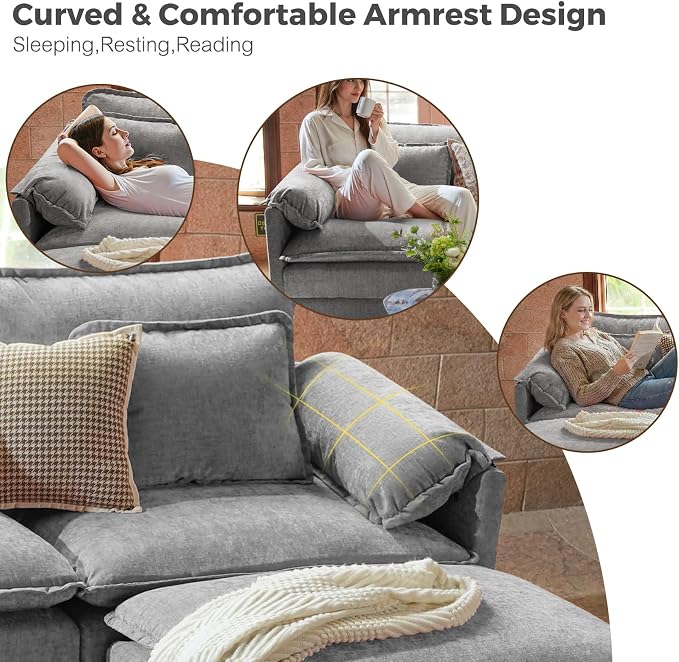 ELUCHANG 116" Modular Sectional Sofa, Comfy Cloud Couch, L Shaped Deep Seat - Image 4
