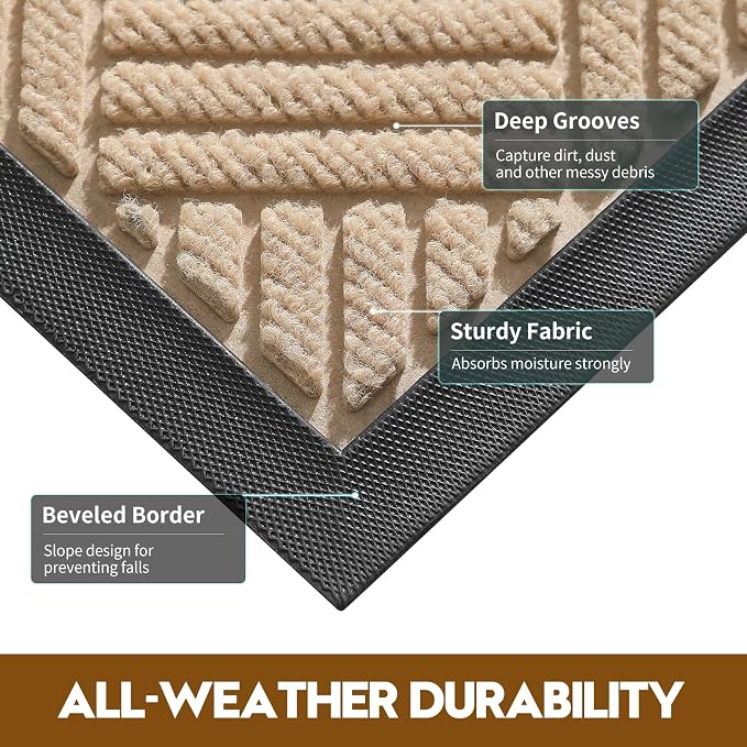 Front Door Mat, Heavy Duty Waterproof Doormat 73"x46", Stain Fade Resistant - Image 2