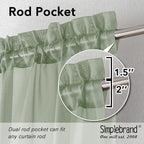 Simplebrand Sage Green Sheer Curtains 84 Inches Long, Light Filtering Rod - Image 6