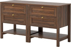 EYYTHUNG Brown Nightstand Set of 2, Wooden Farmhouse Floor Night Stand - Image 8