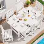 SERWALL Patio Dining Sets for 6 Person, HDPE Dining Set by SERWALL