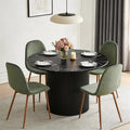 Dining Table Set for 4, Mid Century Modern 47 Inch Black Marble-Look Wooden by somedream