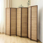 6 Panel Bamboo Room Divider Screen, 5.6 FT Tall Bamboo Divider Folding Panel - Image 4