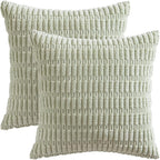 MIULEE Corduroy Decorative Throw Pillow Covers 16x16 Light Green Pack of 2 | - Image 6