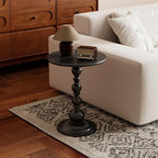 Funecy Metal Small End Table, Vintage Matte Black Round Side Table Nightstand - Image 2