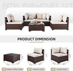 UPHA 5 Pieces Patio Furniture Sets, Wicker Outdoor Sectional Sofa Couch - Image 2