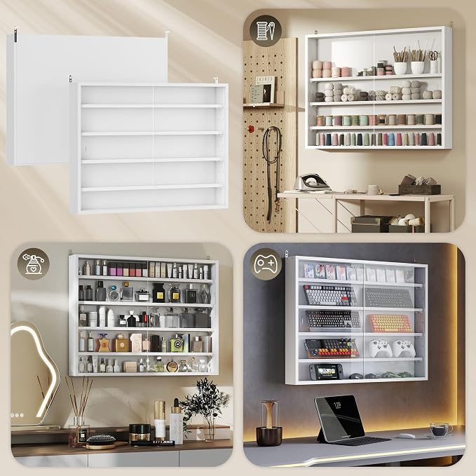 HOMCOM 5-Tier Display Cabinet, Glass Door Cabinet - Image 7