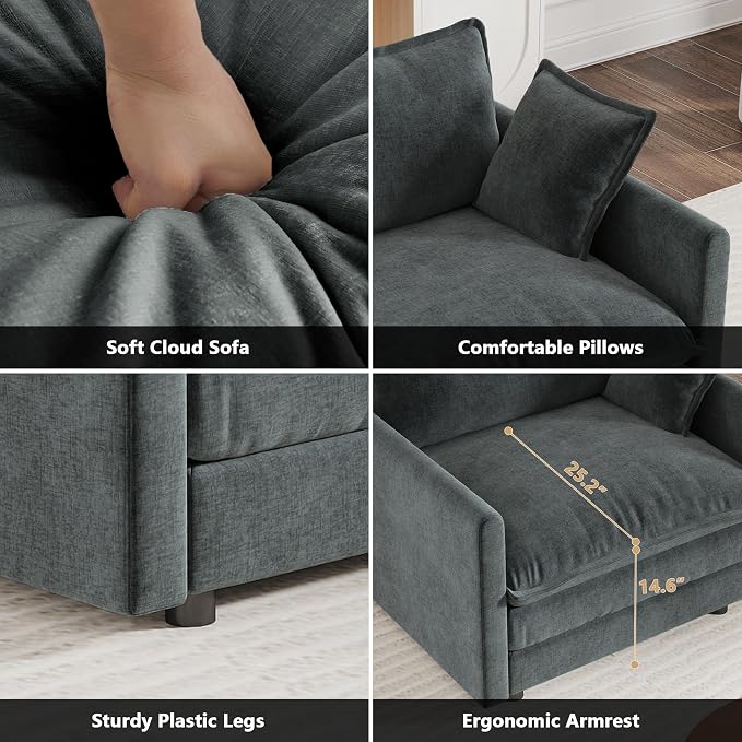 mikibama Modular Sectional Sofa, 146.5 Inch L Shaped Couch Set - Image 3