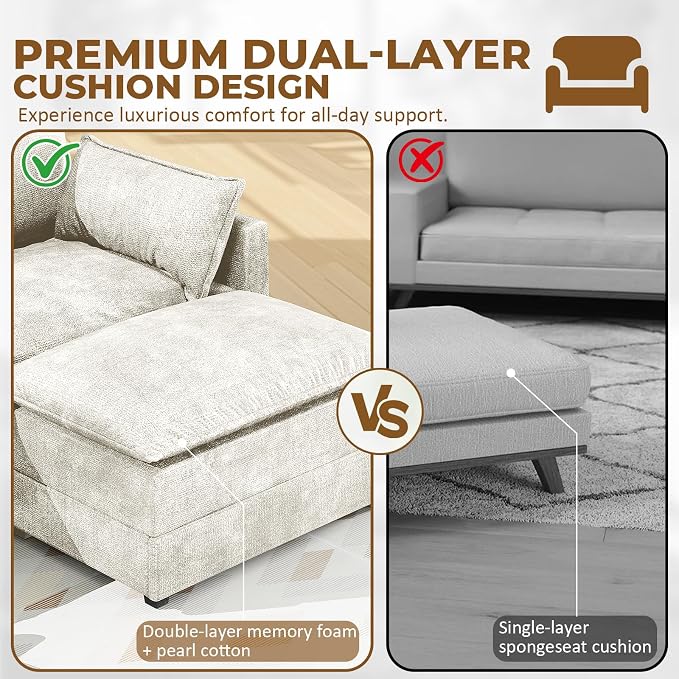 LEVELEVE 112.5" U-Shape Modular Sofa - Image 4