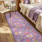 Floral Washable 2x8 Area Rugs Runner Entryway Hallway Purple/Pink | Flower by RELEANY