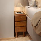 Nightstand with 3 Drawers Narrow Night Stand Solid Wood Bedside Table Mid - Image 7