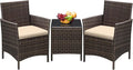Greesum 3 Pieces Patio Furniture Sets Outdoor PE Rattan Wicker Chairs by BuynowfromGreesum