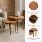 Leick Home Redonda Bay Side Tables 2 Pack, Natural Jequitiba, Small Table 21.6 - Image 6