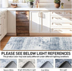2'6''x8' Runner Rugs Washable Rug:Modern Abstract Hallway Blue White Carpet | - Image 4