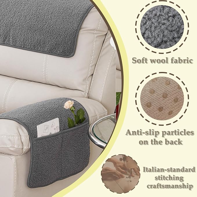 Armrest Covers - Arm Chair Covers Set of 3 Recliner Chair Covers, - Image 4