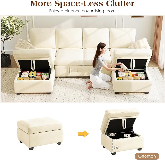Ihanherry L-Shaped Sectional Sofa Bed, 6-Seater Convertible Pull Out Sleeper - Image 5