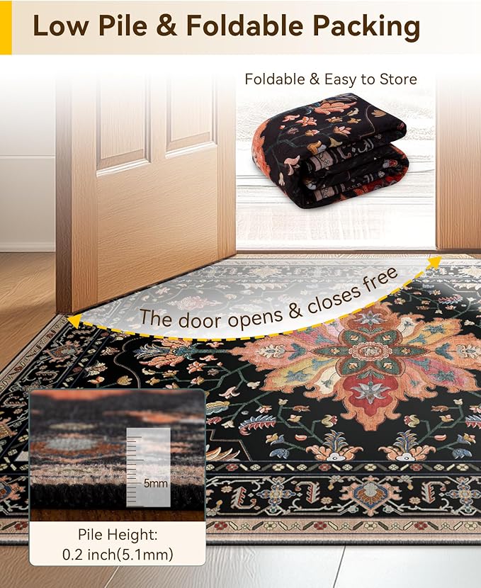 RELEANY Washable Area Rug, Small 2'x4', Water Repellent, Pet Friendly, Vintage - Image 5