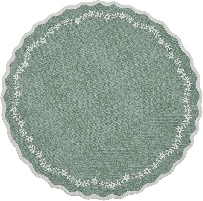 GarveeHome Round Rugs 4ft Scalloped Washable Small Circle Rug - Image 7